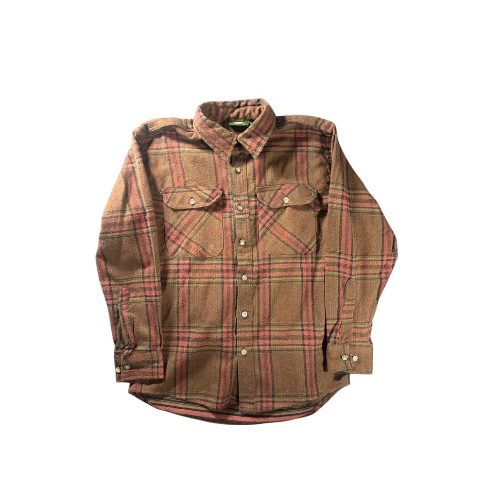 Stillwater Supply Co Mens Brown Plaid Vintage Cotton Flannel Shirt Medium 916